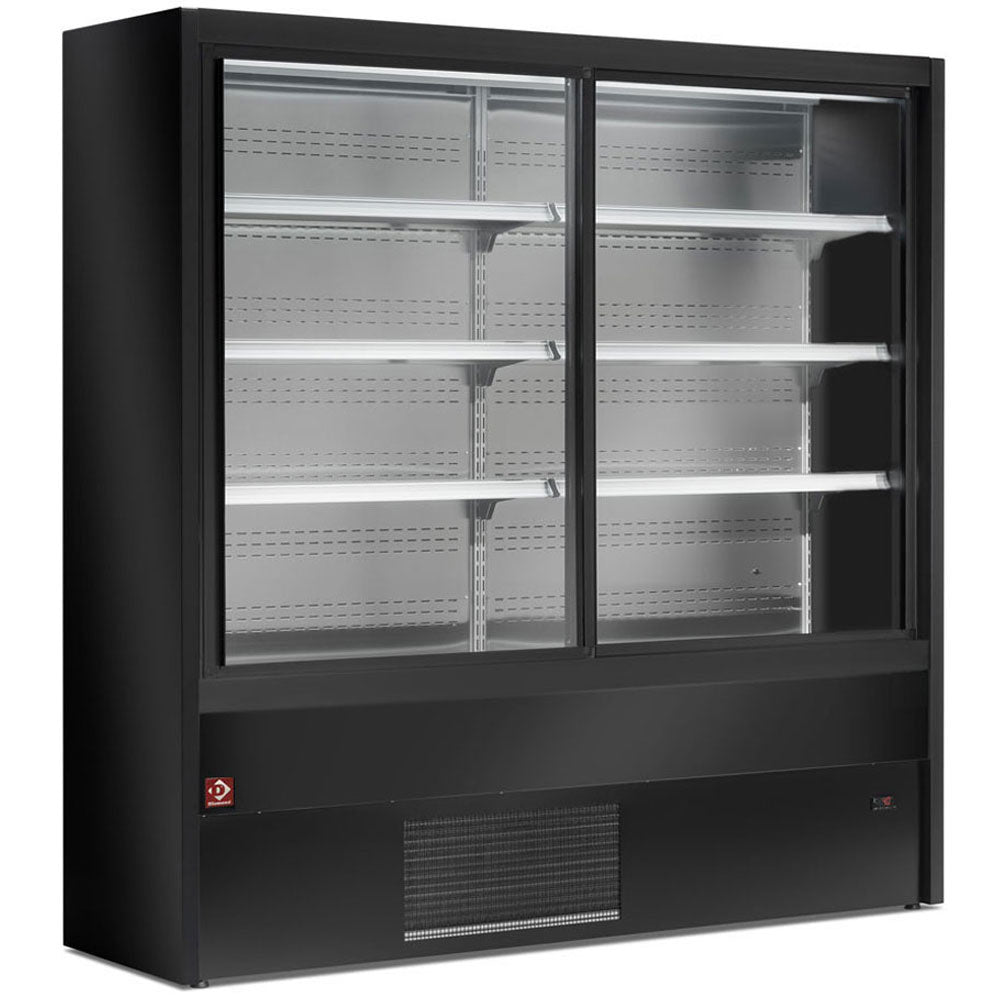 Diamond Ventilated refrigerated wall unit with glass sliding doors - BLACK - PD12/B5-R2