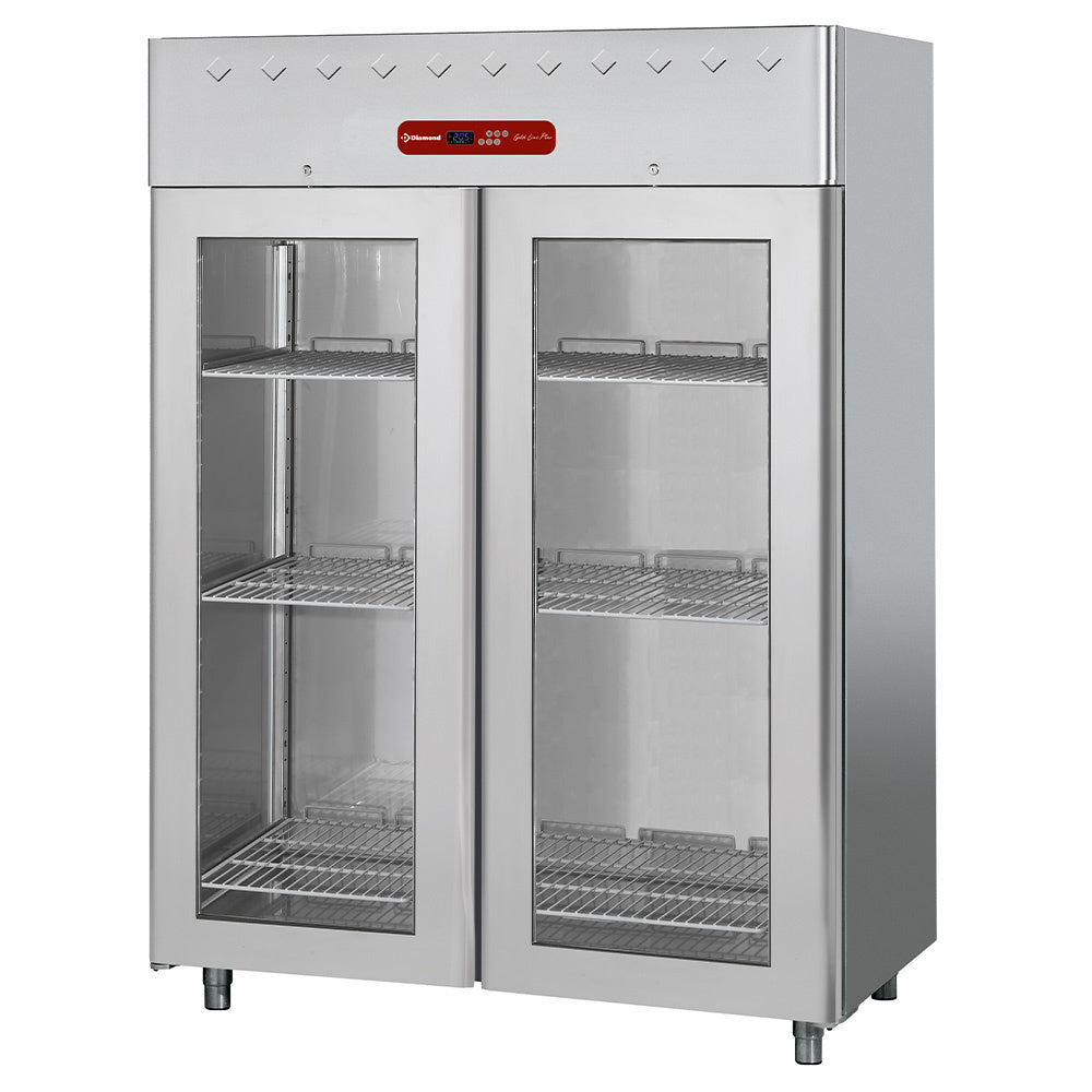 Diamond Ventilated refrigerator 1400 liters, 2 glass doors GN 2/1 - AD2N/H2G-R2
