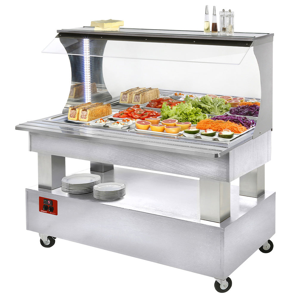 Diamond Buffet - Wandgekühlte Salatbar, 4x GN1/1-150 (weißes Holz) - ASB/4N-A1-R2