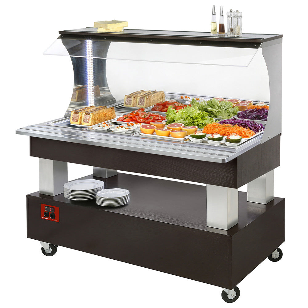 Diamond Buffet - Wandgekühlte Salatbar, 4x GN1/1-150 (Wengé-Holz) - ASB/4N-B1-R2