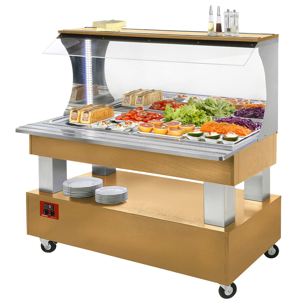 Diamond Buffet - Wandgekühlte Salatbar, 4x GN1/1-150 (Holz Eiche hell) - ASB/4N-D1-R2
