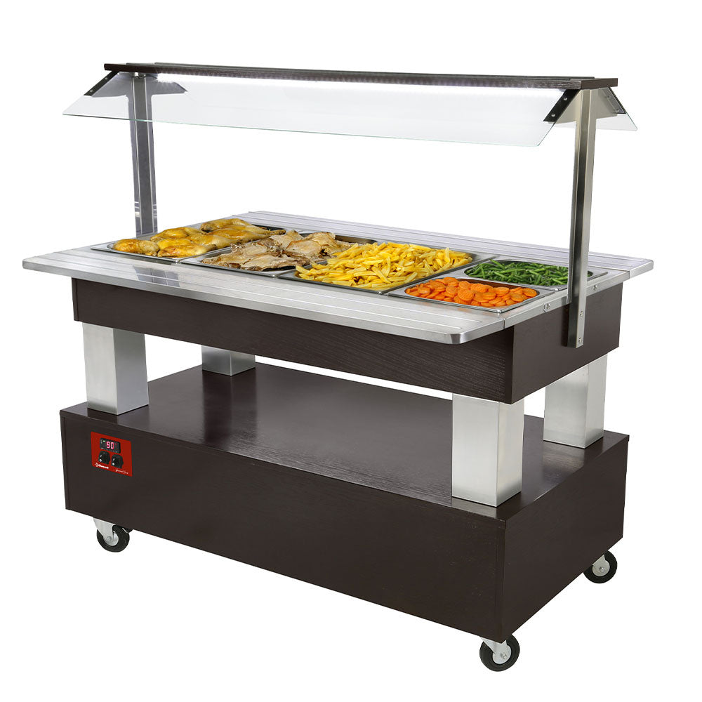 Diamond Warming/bain-marie salad bar, 4x GN1/1-150 (wengé wood) - BBM/4N-B1
