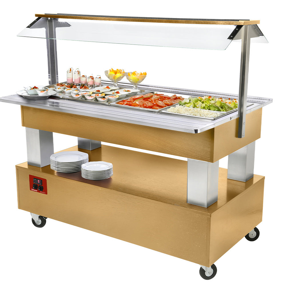 Diamond Buffet - Gekühlte Salatbar, 4x GN1/1-150 (Holz helle Eiche) - BSB/4N-D1-R2