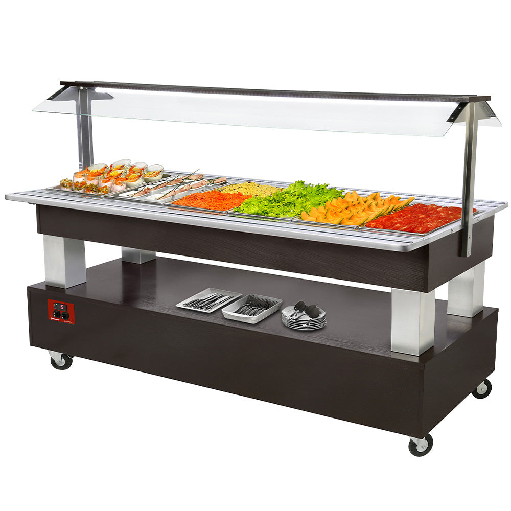 Diamond Buffet - Gekühlte Salatbar, 6x GN1/1-150 (Wengé-Holz) - BSB/6N-B1-R2