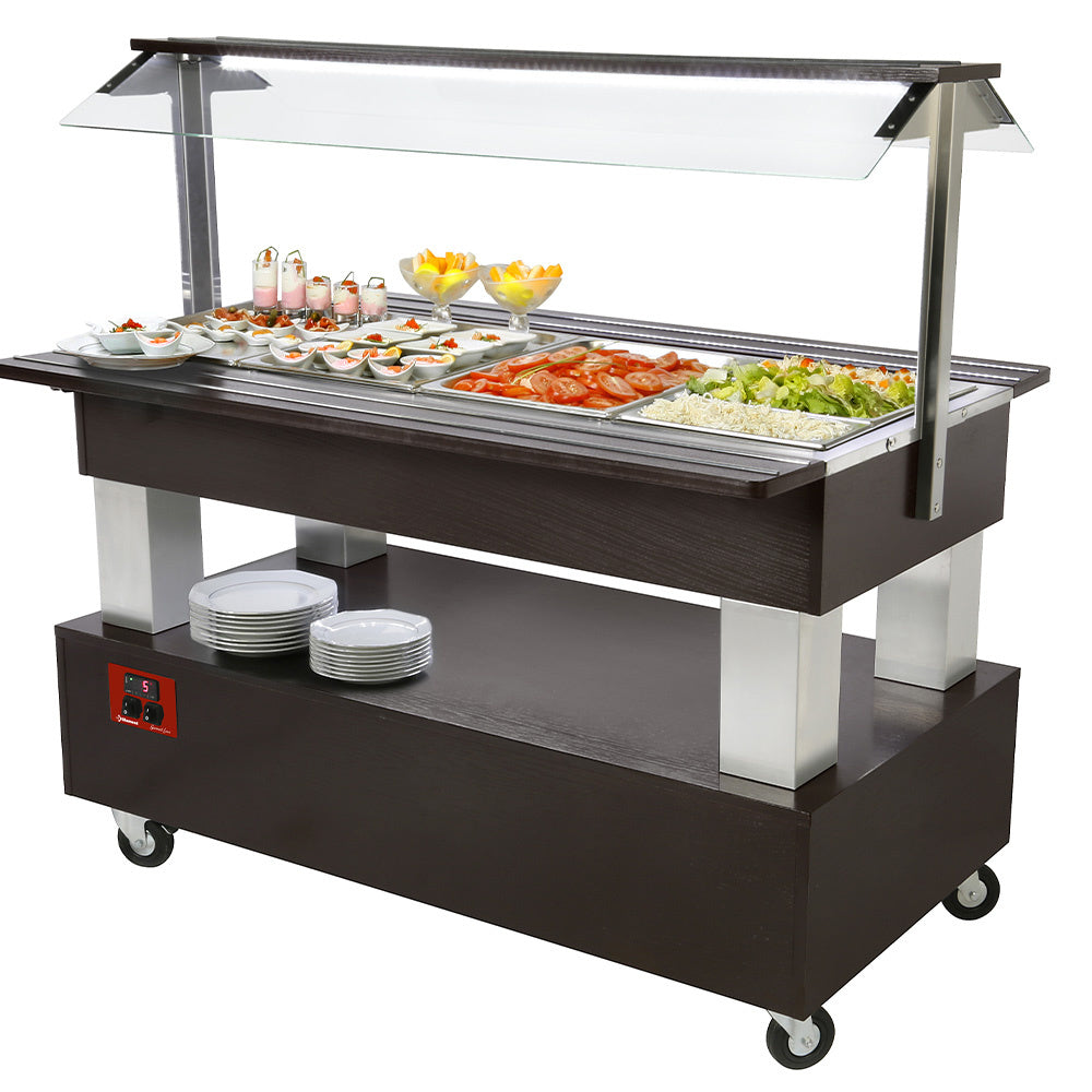 Diamond Buffet - Gekühlte Salatbar, 4x GN1/1-150 (Wengé-Holz) - BSB/4N-B1-R2