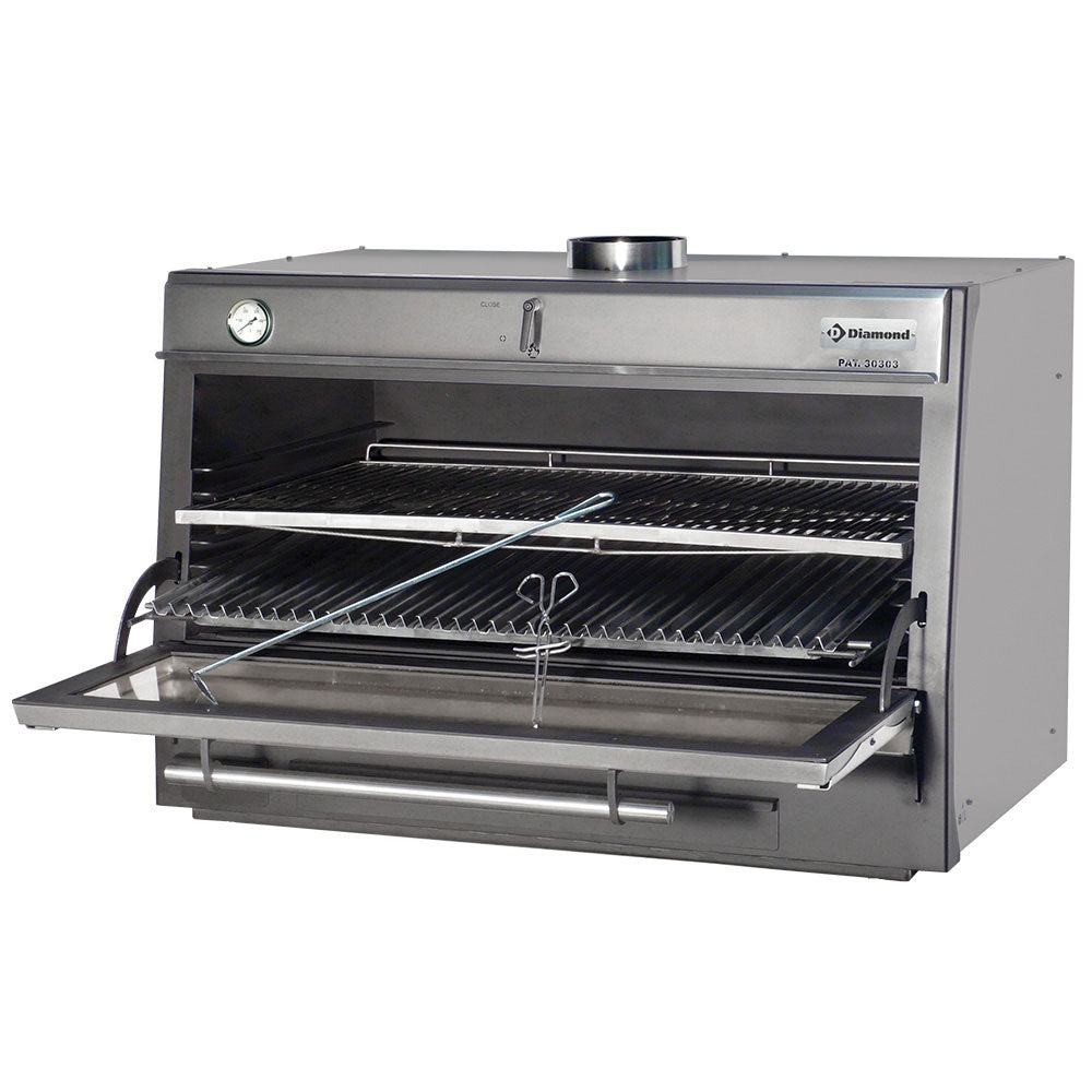 Diamond Holzkohleofen-BBQ, GN 2/1 + GN1/1 (150 Kg/h)/Edelstahl - CBQ-120/SS