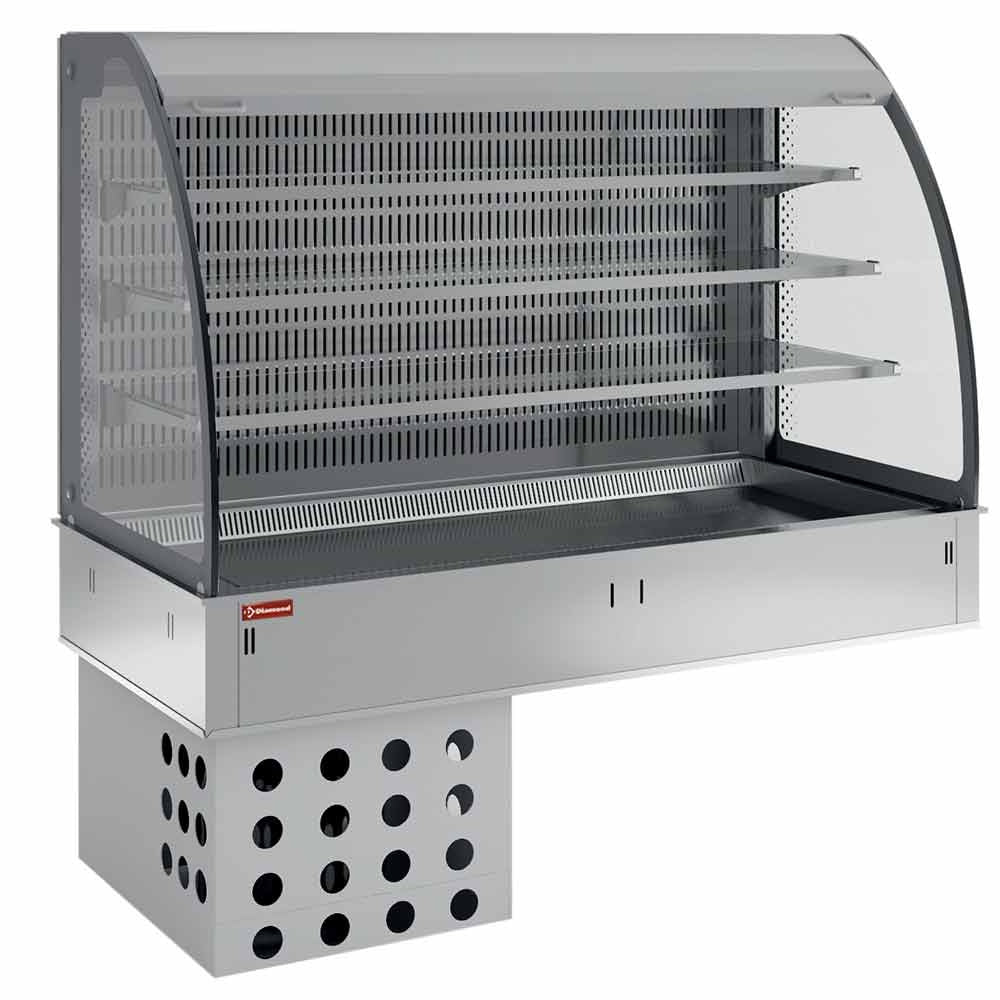 Diamond Wall with sink and open display on 3 levels (with curtain), refrigerated, ventilated, 5x GN 1/1 - DPA/BCVA318-R2