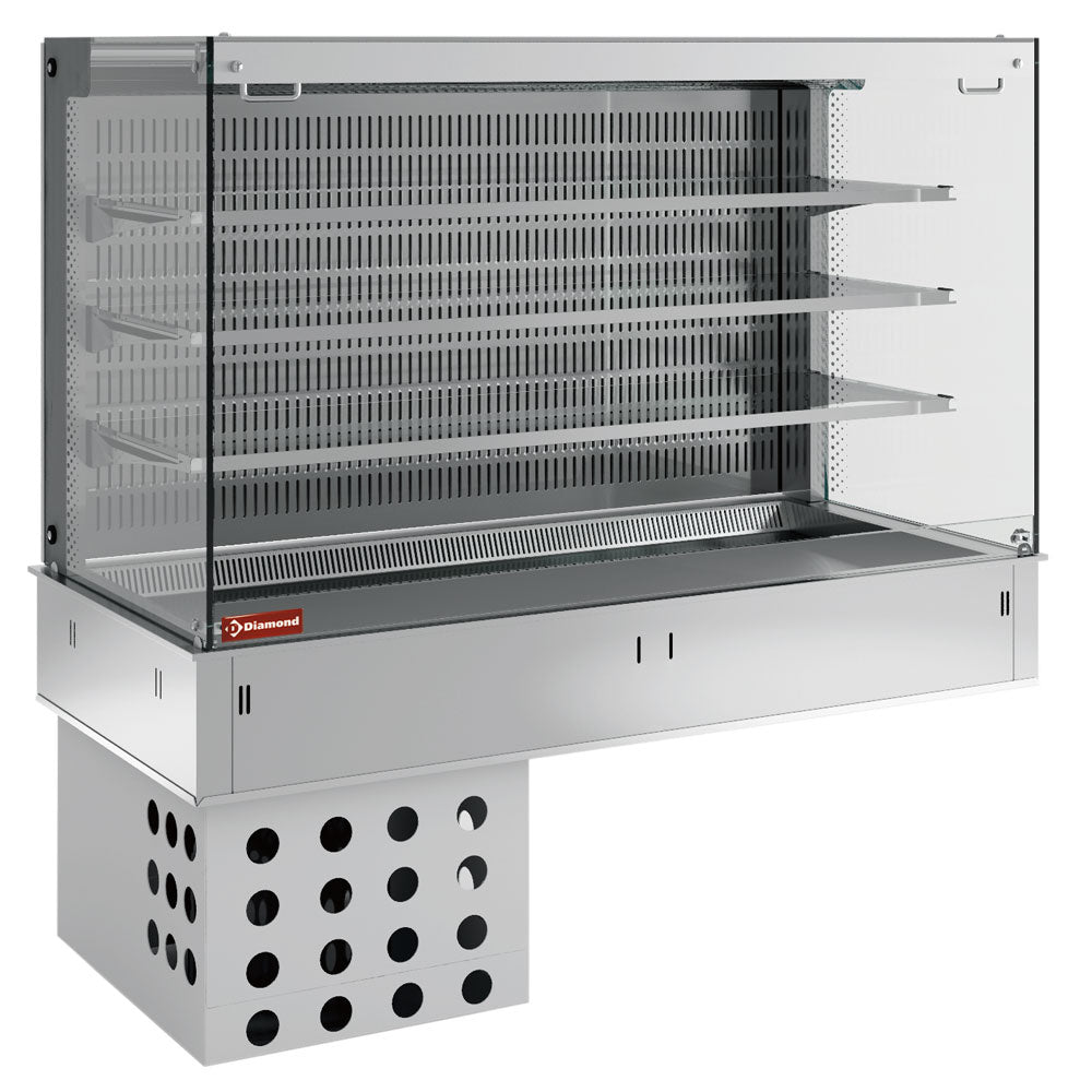 Diamond Wall with sink and open "square" display on 3 levels (with curtain), refrigerated, ventilated, 5x GN 1/1 - DPA/CCVA318-R2