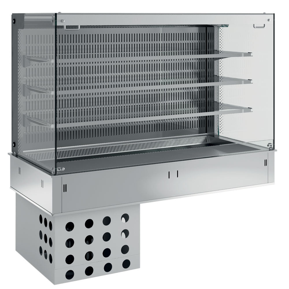 Diamond Wall with top and open "square" display on 3 levels (with curtain), refrigerated, ventilated, 4x GN 1/1 - DPA/CTVA315-R2