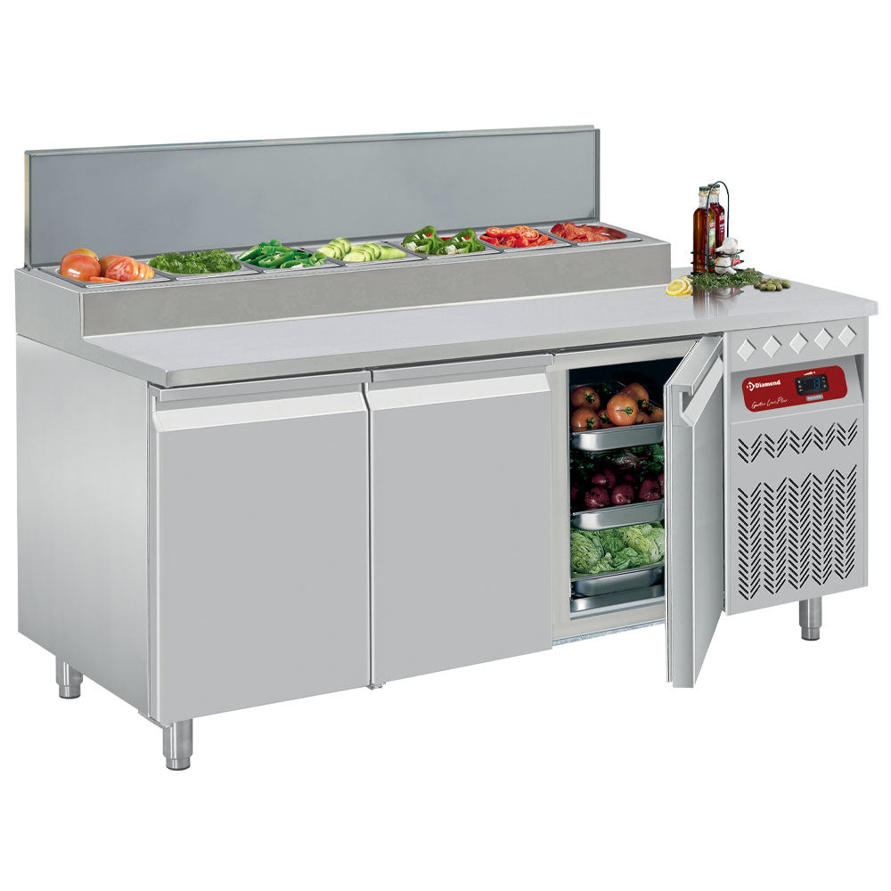 Diamond Ventilated refrigerated table, 3 doors GN 1/1, 405 Lit.& refrigerated structure - DTS-7/P9