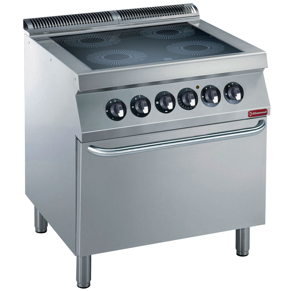 Diamond Electric cooker 4 vitroceramics plates, electric oven GN 2/1 - E17/4VCF8-N