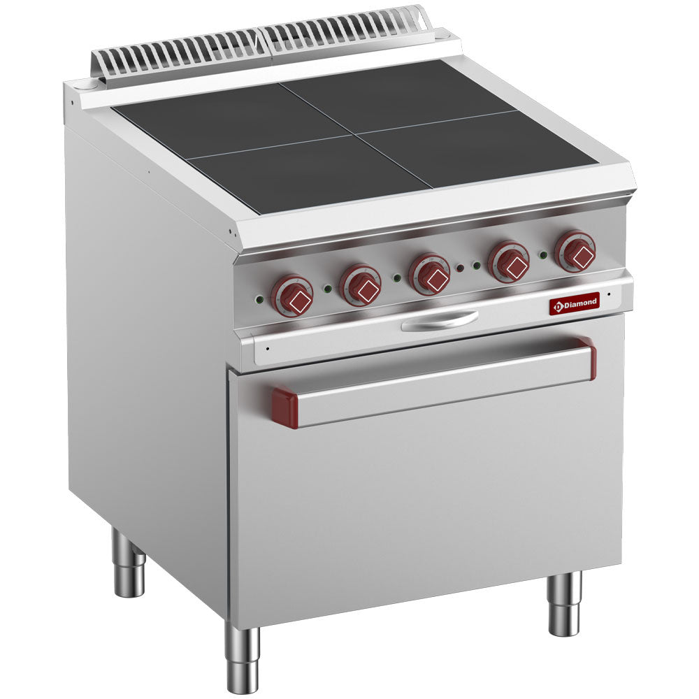 Diamond Electric stoves 4 plates aligned with the top, on oven GN 2/1 - E7/4SPF7-N