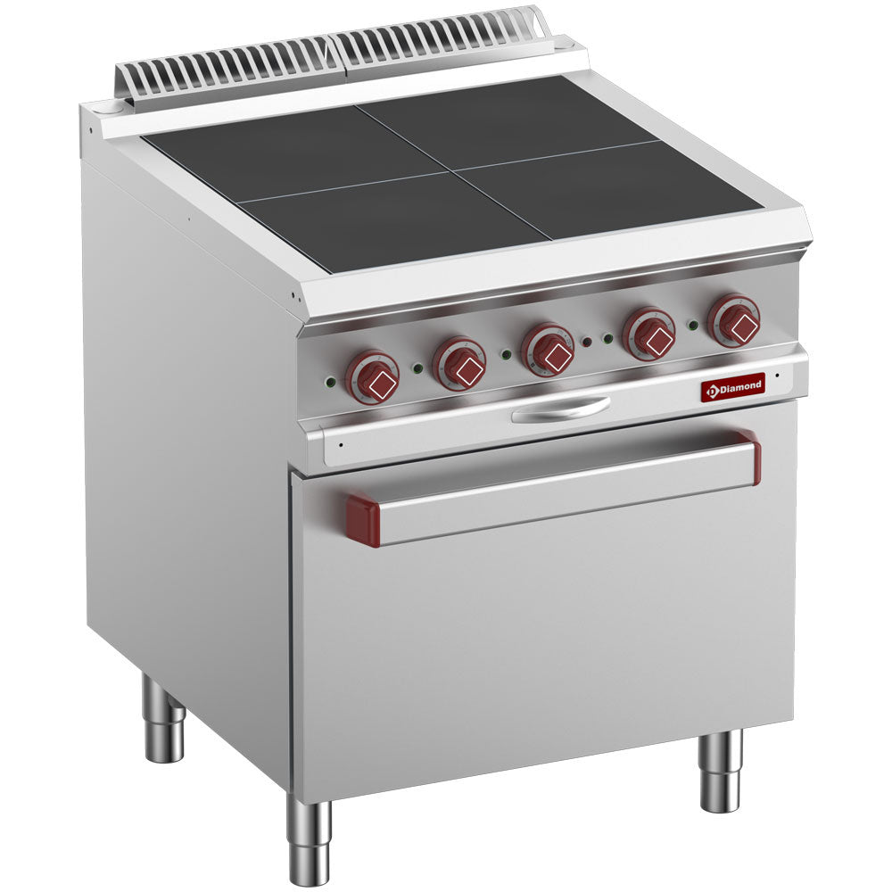 Diamond Electric stoves 4 plates aligned with the top, on convection oven GN 1/1 - E7/4SPFV7-N