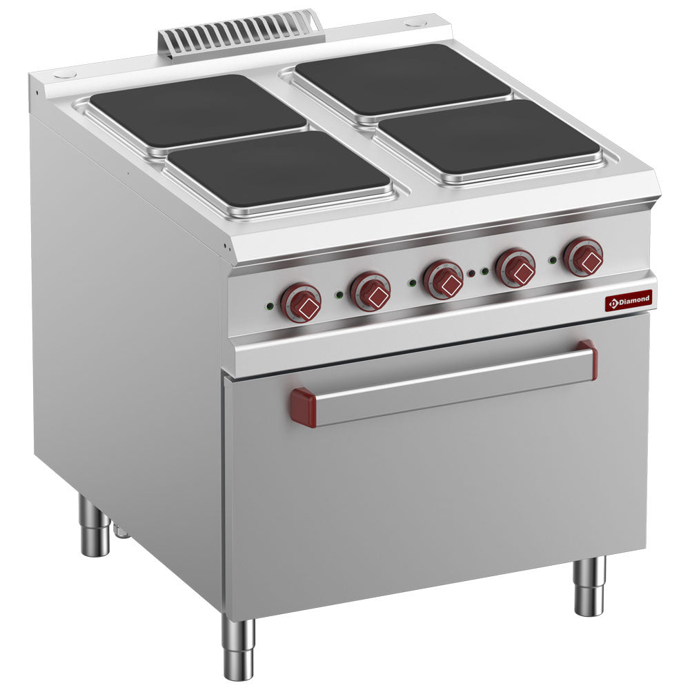 Diamond Electric stove 4 plates with electric GN 2/1 oven - E9/4PQF8-N