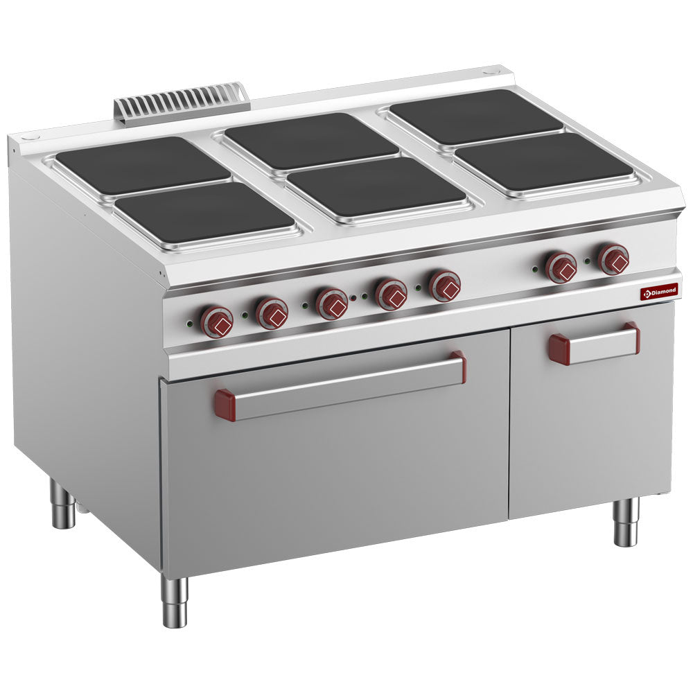 Diamond Electric stove 6 plates on electric oven GN 2/1, neutral close cupboard - E9/6PQFA12-N