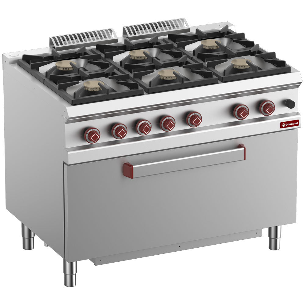 Diamond Range 6 burners, maxi gas oven 1 big door - G7/6BFM11-N