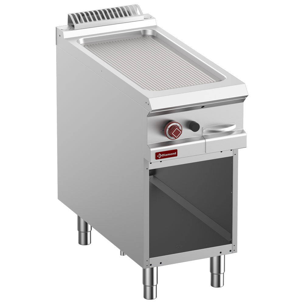 Diamond Grooved gas frituurplaat, module 1/2, open kast - G9/PRA4-N