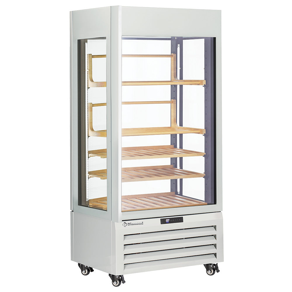 Diamond Fully glassed showcase" 600 Lt., 1 level + 4 shelves, ventilated - WINE - WHITE - MAX/609-VW2