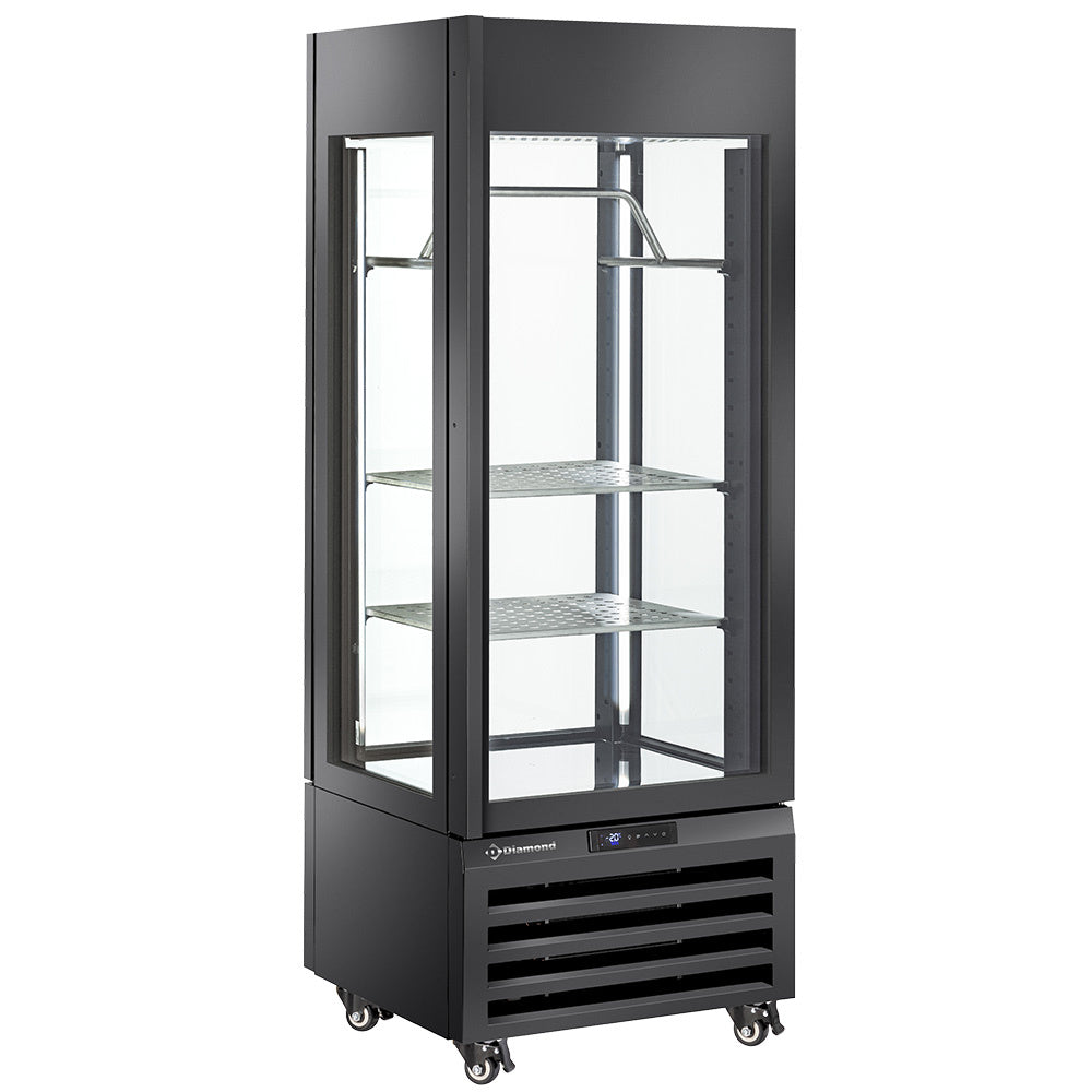 Diamond Fully glassed showcase" 440 Lt., 2 shelves & meat bar, ventilated - MEAT - BLACK - MAX/507-MB