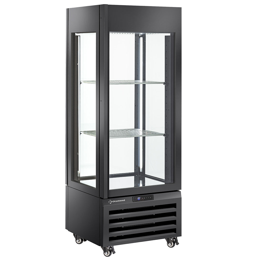 Diamond Fully glassed showcase" 440 Lt., 1 level + 2 shelves, ventilated - WINE - BLACK - MAX/507-VB
