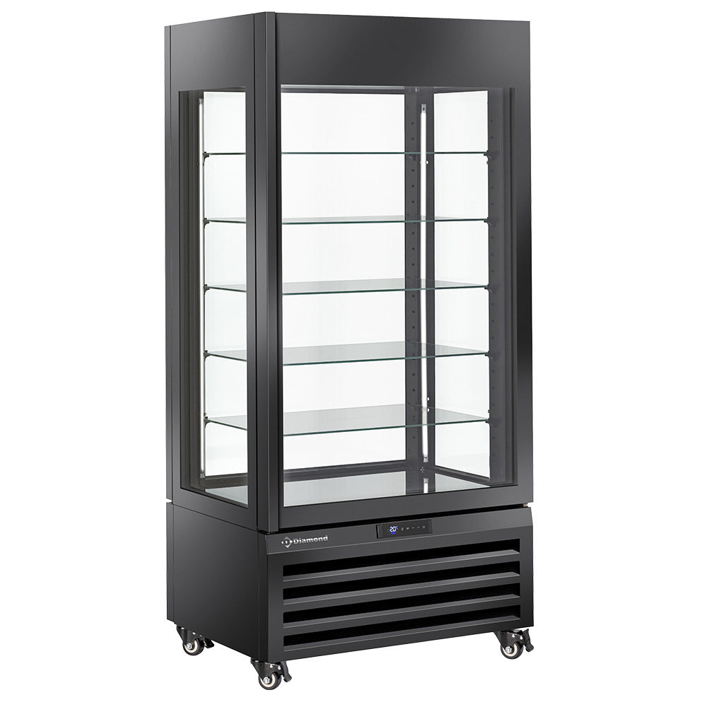 Diamond FULL vitrine 600 Lt., 5 glasniveaus, geventileerd - IJS & GEBAK - ZWART - MAX/609-BB