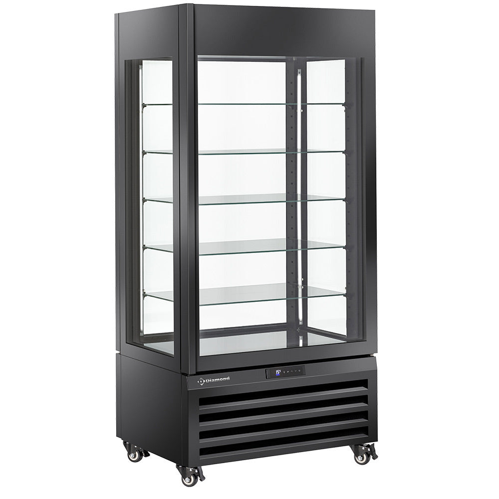 Diamond Fully glassed showcase" 600 Lt., 5 glass levels, ventilated - CHOCOLATE - BLACK - MAX/609-CB