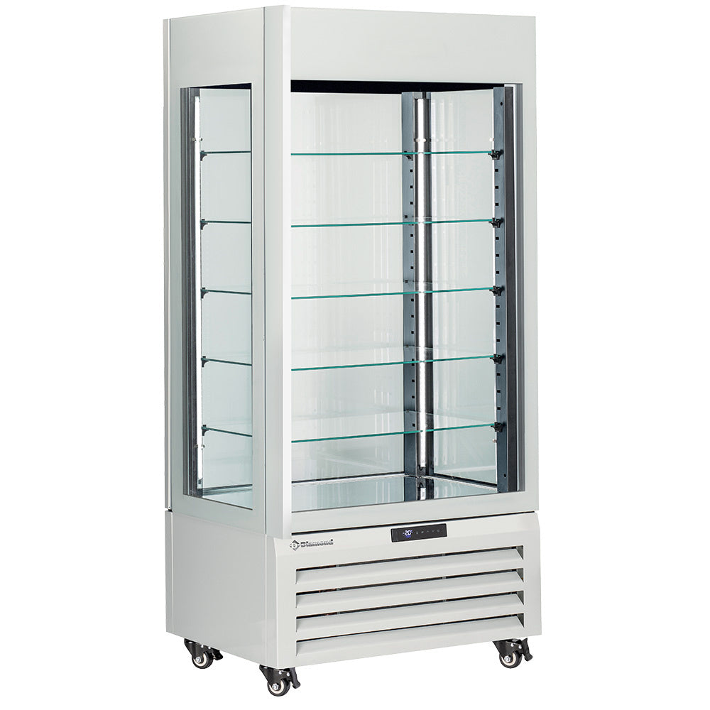 Diamond FULL vitrine 600 Lt., 5 glass levels, ventilated - PASTRY - WHITE - MAX/609-PW
