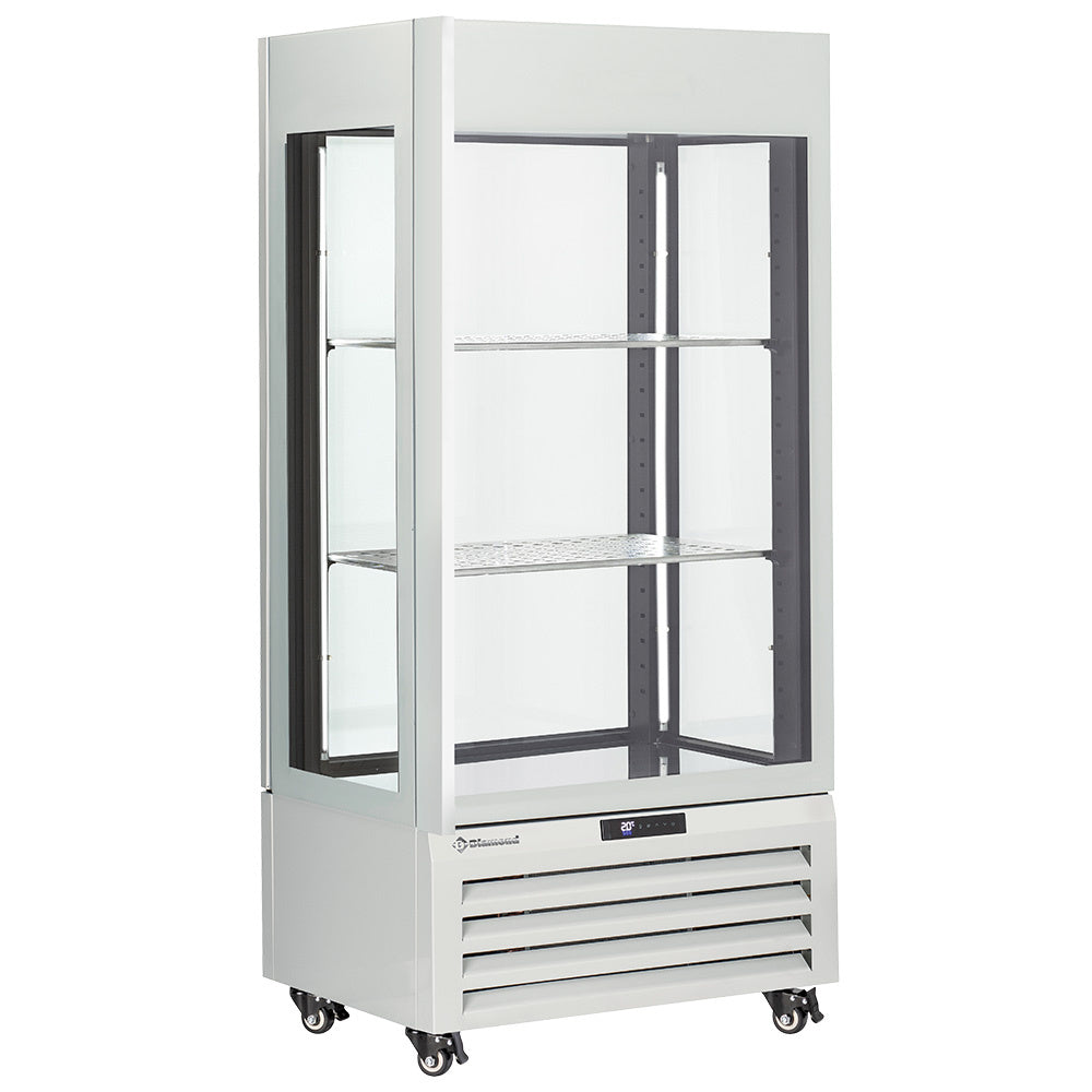 Diamond Fully glassed showcase" 600 Lt., 1 level + 2 shelves, ventilated - WINE - WHITE - MAX/609-VW