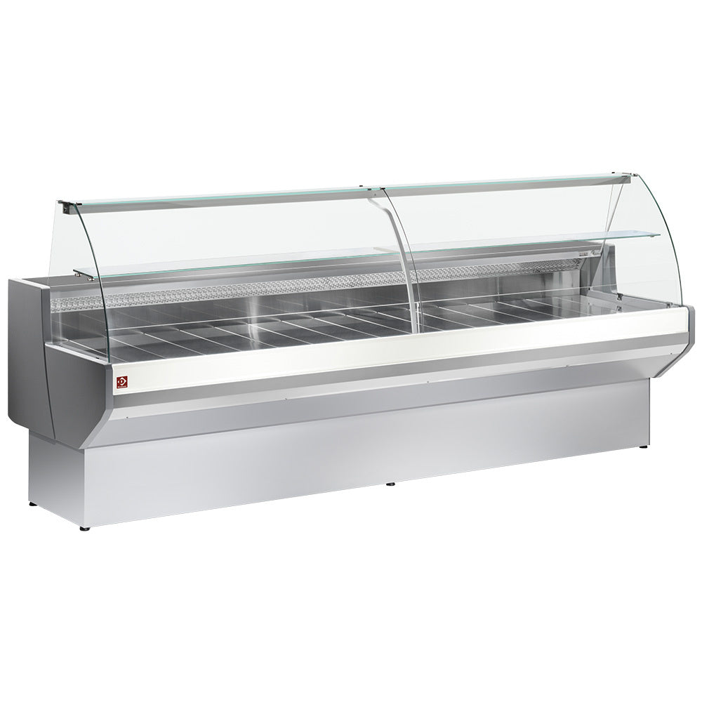 Diamond Refrigerated display counter curved glass, ventilated, with reserve - GREY/WHITE - ML30/E8-VV/R2