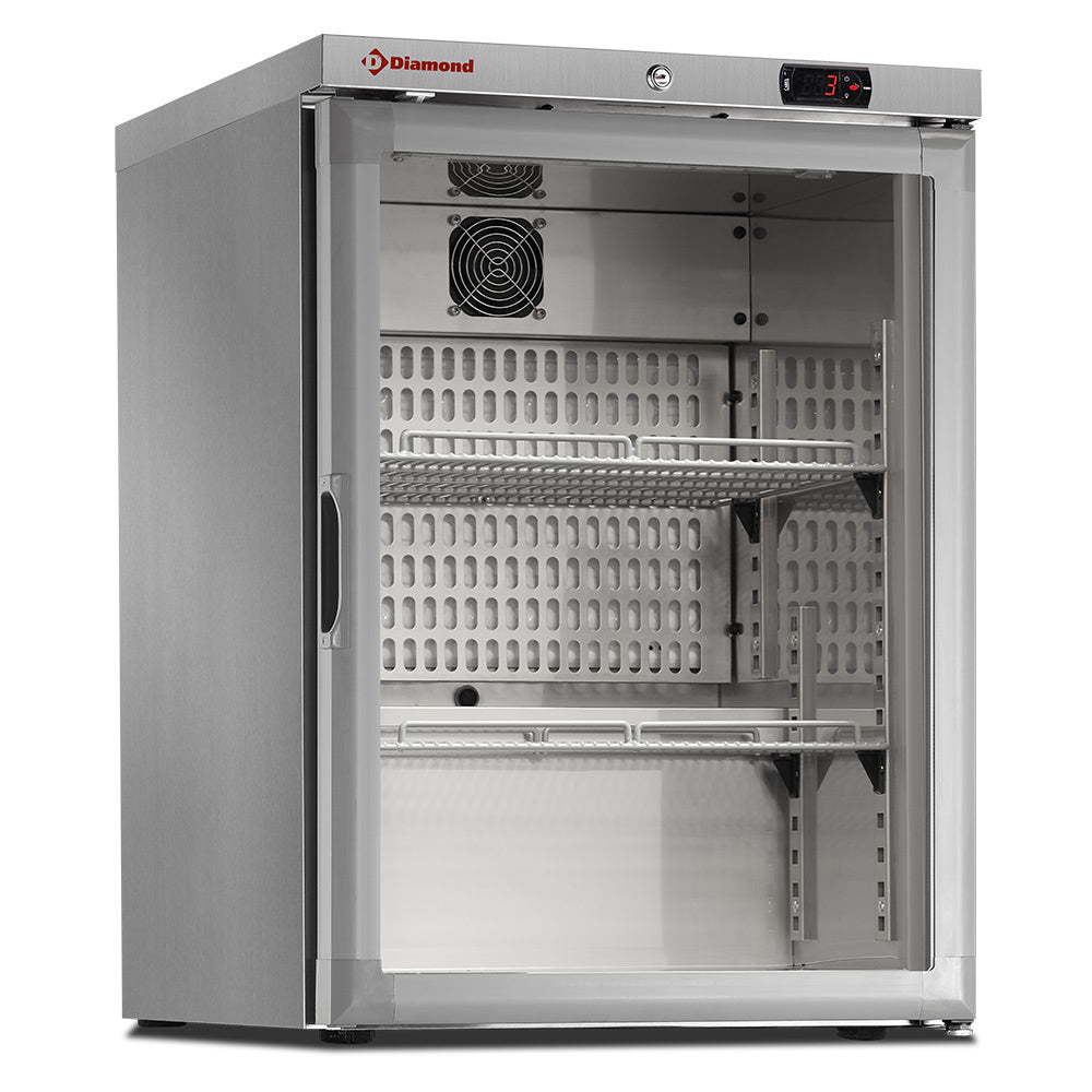 Diamond Belüfteter Kühlschrank, Glastür, 150 Liter, Edelstahl - PFV202-R6X/G