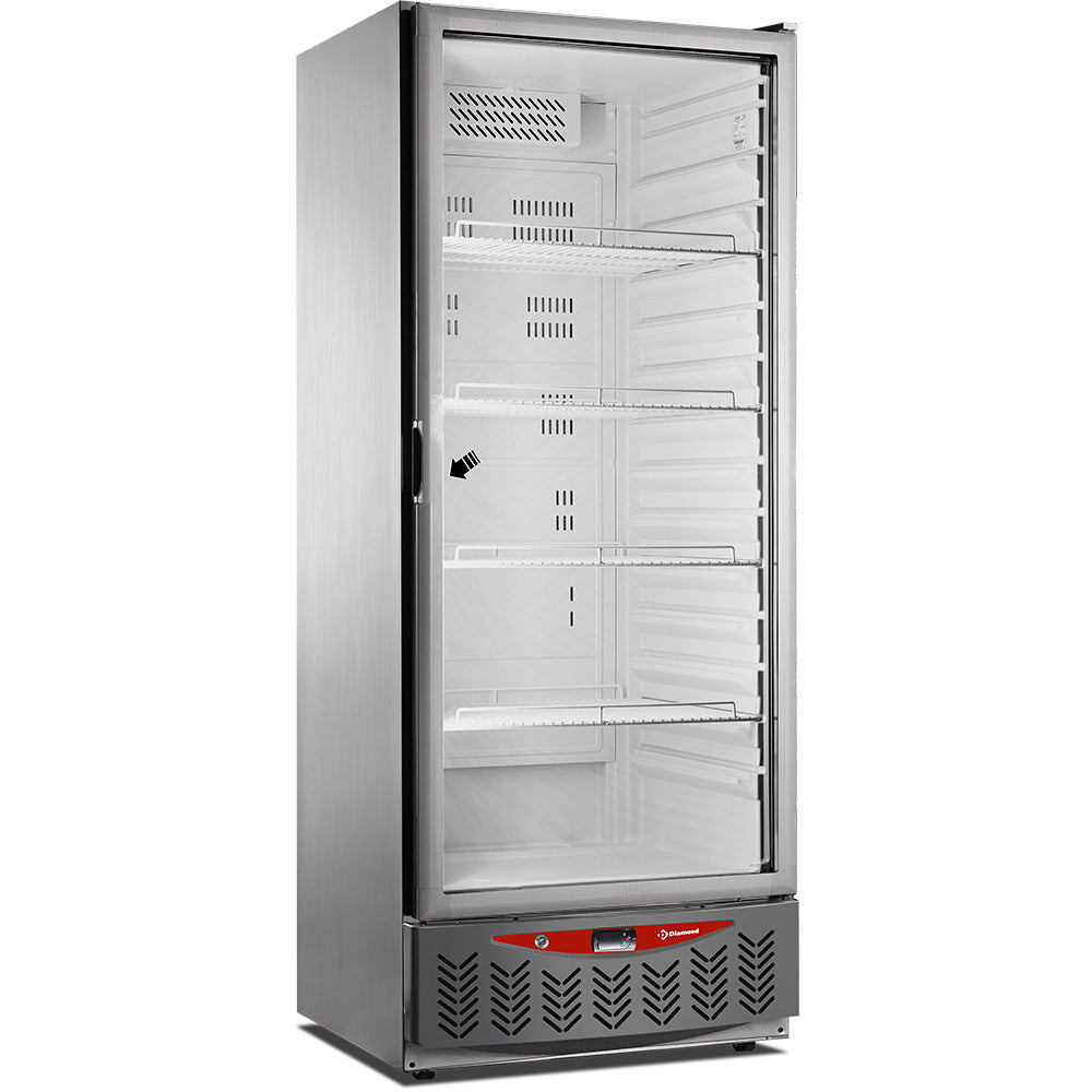 Diamond Ventilated fridge, 525 liters, glass door, GN2/1+600x400, stainless steel - PFV55/X-R6G
