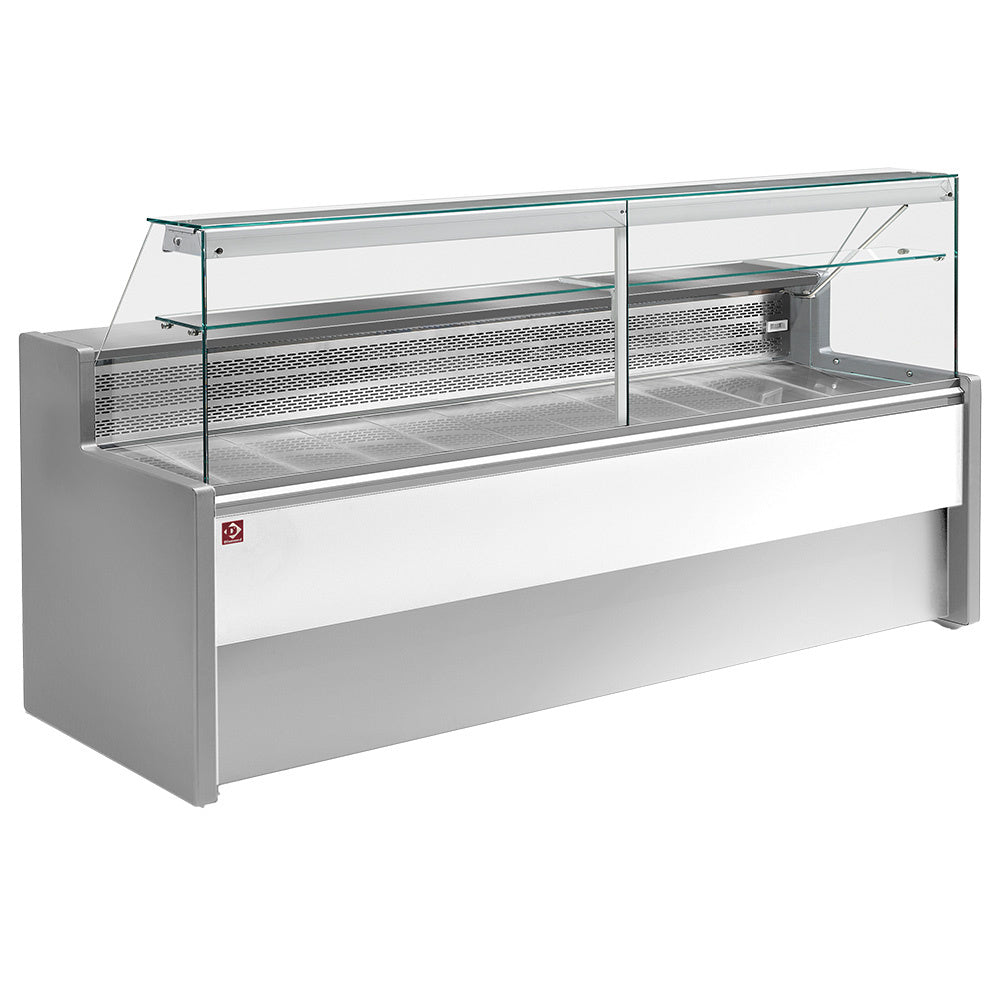 Diamond Refrigerated display counter with straight glass panel 90°, with reserve - GREY/WHITE - RO30/E8-R2
