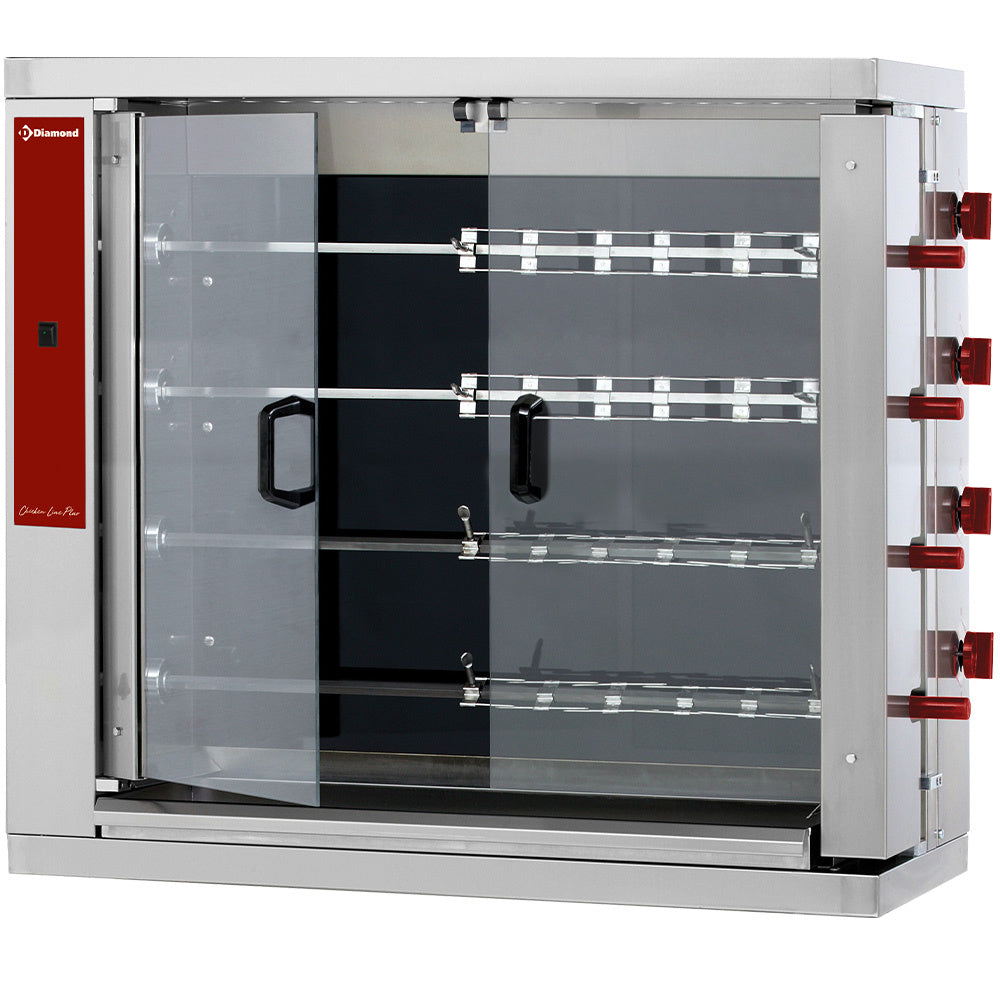 Diamond Vitroceramic chicken roaster, 4 spits (24 chickens) - RVE/4C-CM