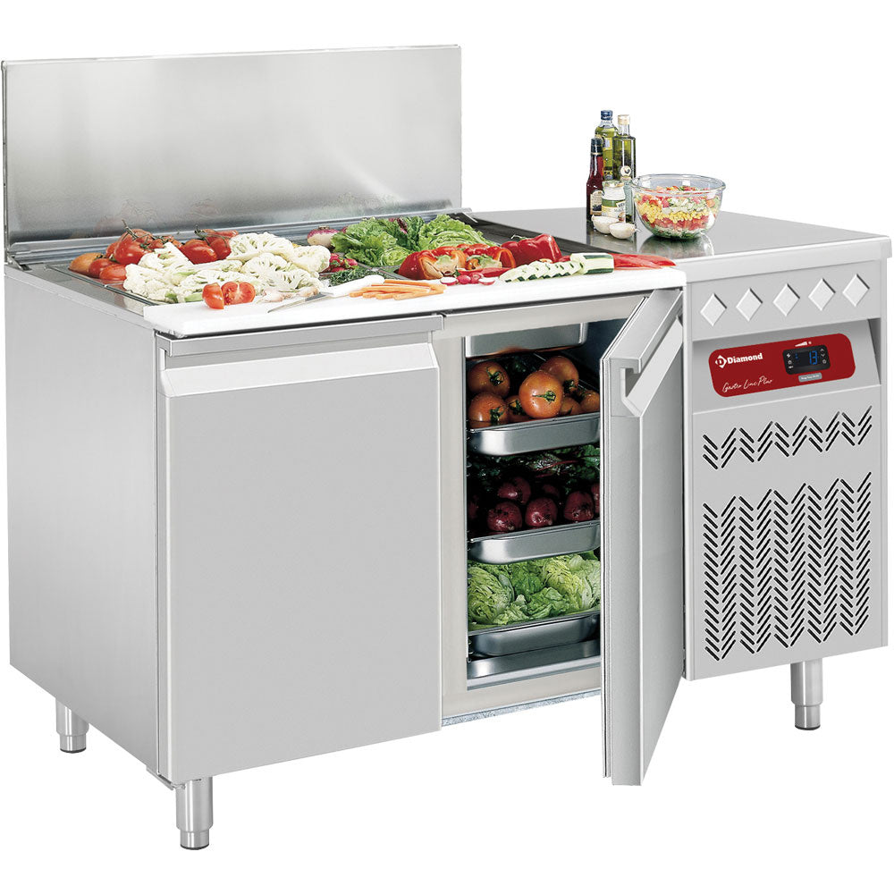 Diamond Ventilated cooling table, 2 doors GN 1/1, 260 Lit. with refrigerated structure - SG2-G3/P9