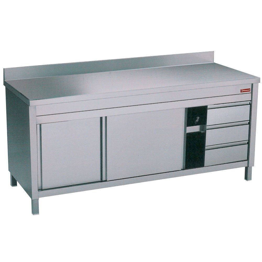 Diamond table on cupboard slid. doors+ 3 draw. edge - TA167CD/U-D