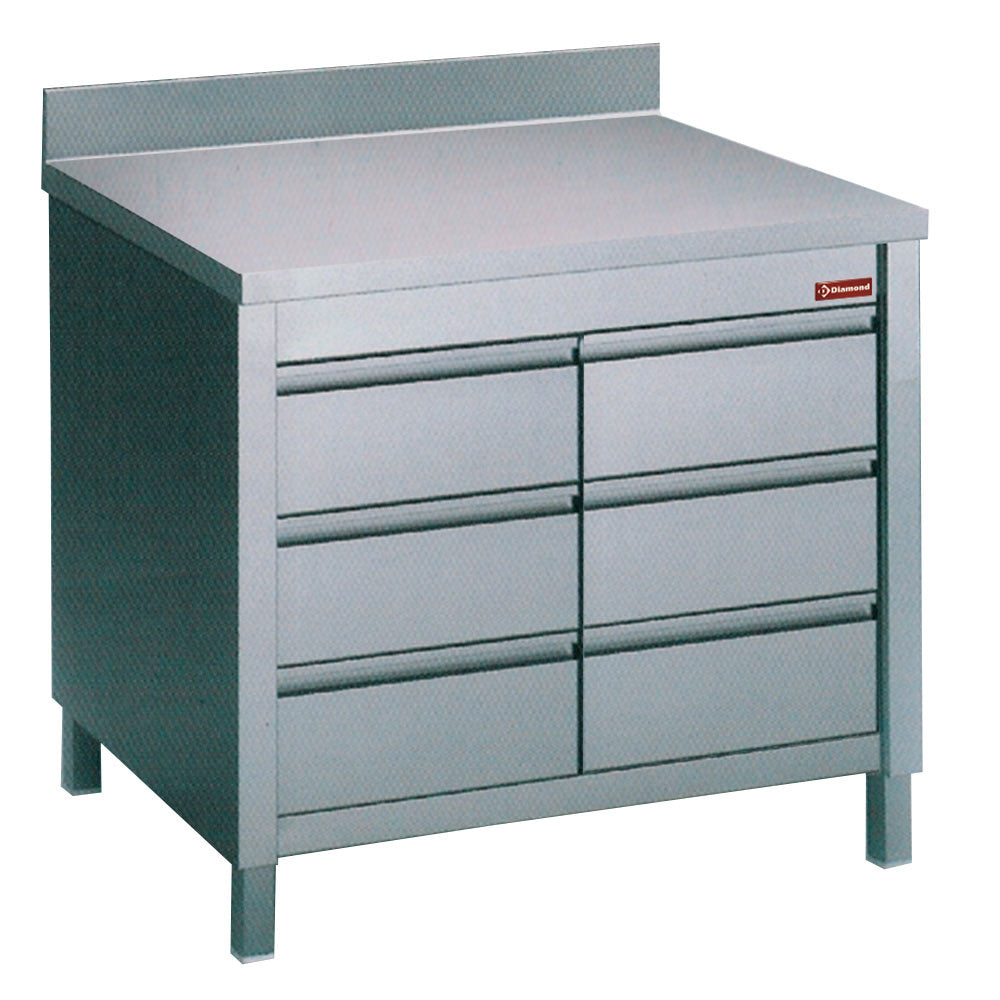Diamond Table on cupboard with 6 drawers GN1/1 - TACS107/U-D