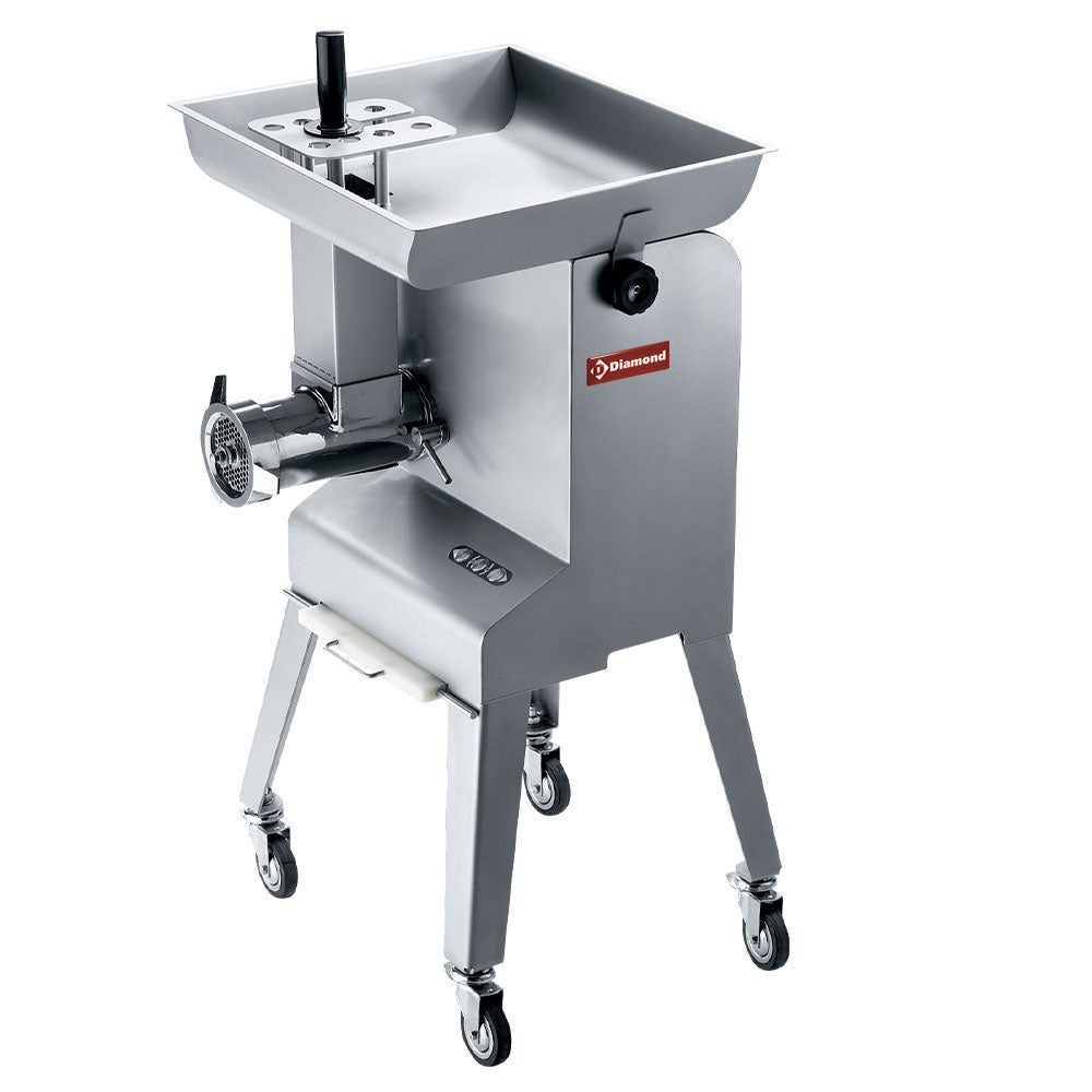 Diamond Stainless steel meat mincer N° 32, Ø 6 mm, 600 kg/h, with stand with wheels - TMGD-32/CA