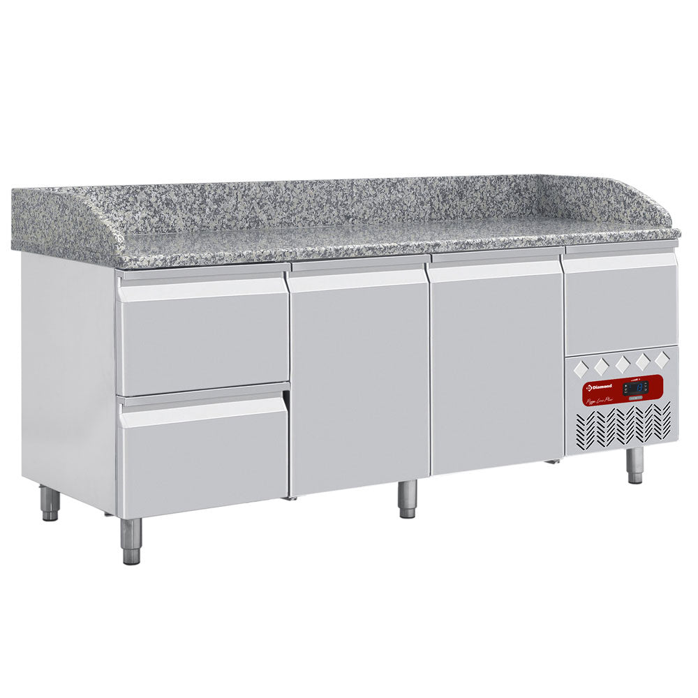 Diamond Refrigerated tables 2 doors 600x400, 2 neutral drawers (8x trays 600x400) + utensils drawer - TP261/P9