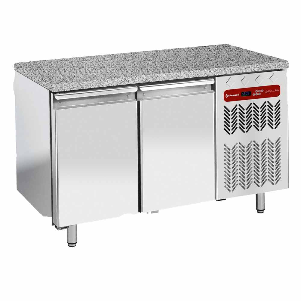 Diamond Freezing table, ventilated, 2 doors EN 600x400 - Granite top - TP2B/HG-R2