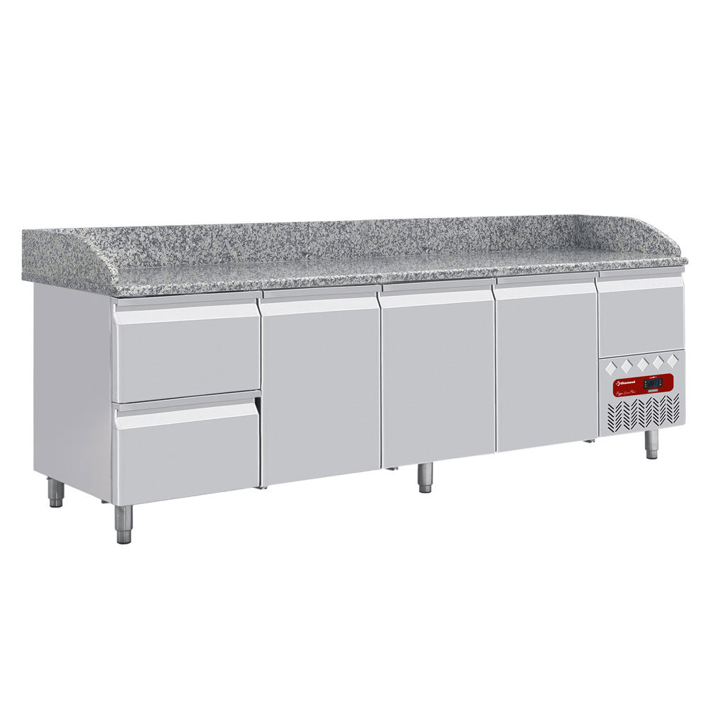 Diamond Refrigerated tables 3 doors 600x400, 2 neutral drawers (8x trays 600x400) + utensils drawer - TP361/P9