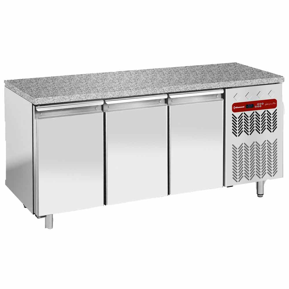 Diamond Freezing table, ventilated, 3 doors EN 600x400 - Granite top - TP3B/HG-R2