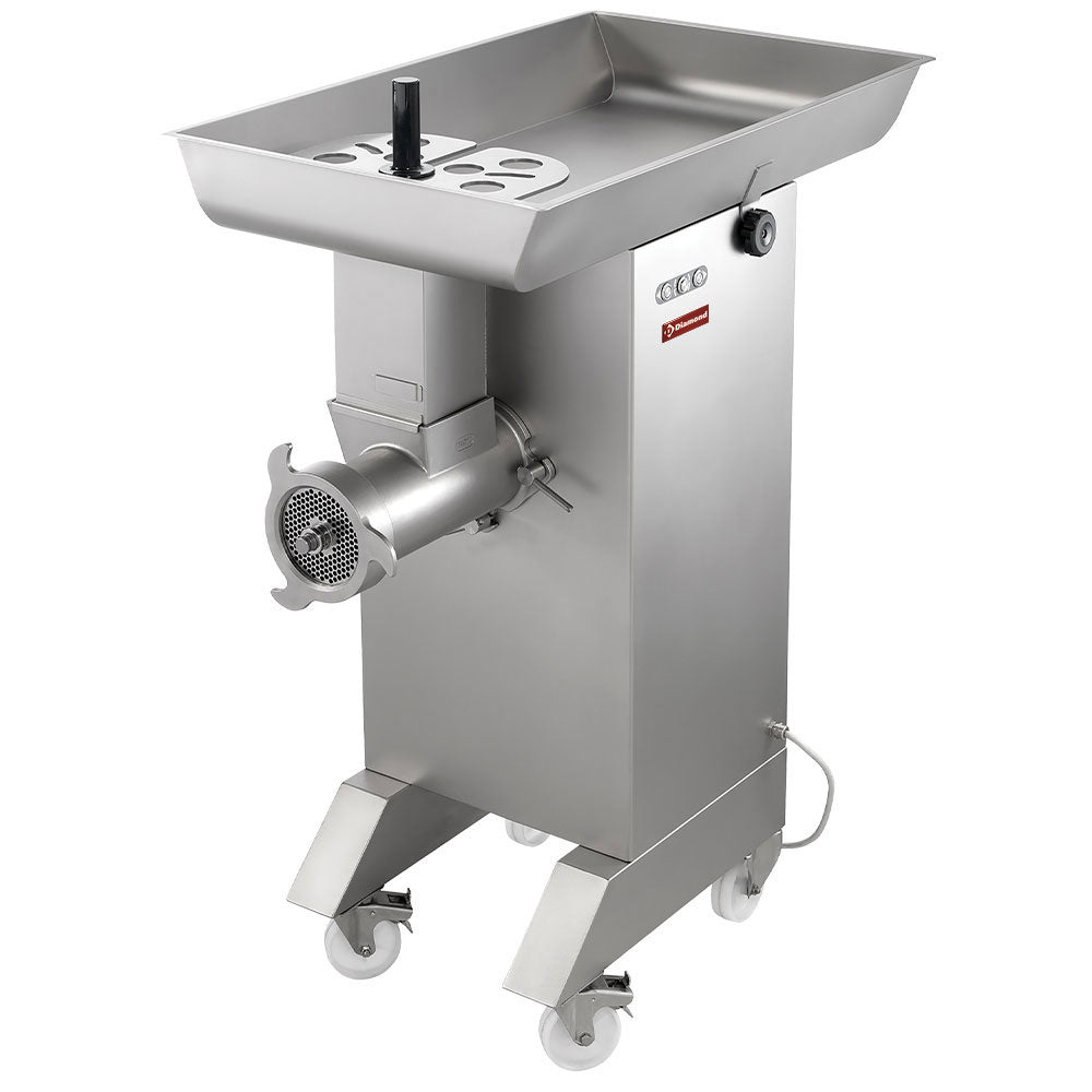 Diamond Stainless steel meat mincer N° 42, Ø 4.5 mm, 800/1000 kg/h, with wheels - TTGD-42/DC-PDH