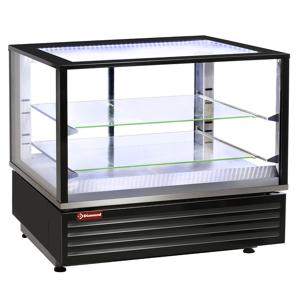 Diamond Verwarmde vitrine EN of GN, geventileerd, 2 niveaus, ZWART - VHDP-B1