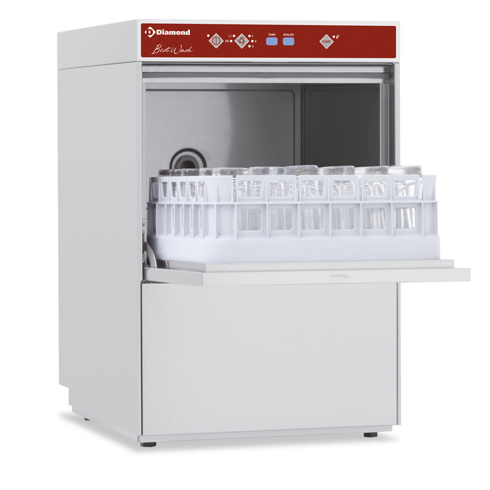 Diamantglaswasser, korf 400x400 mm "Full-Hygiène", met continu ontharder - DBS5/6-AC