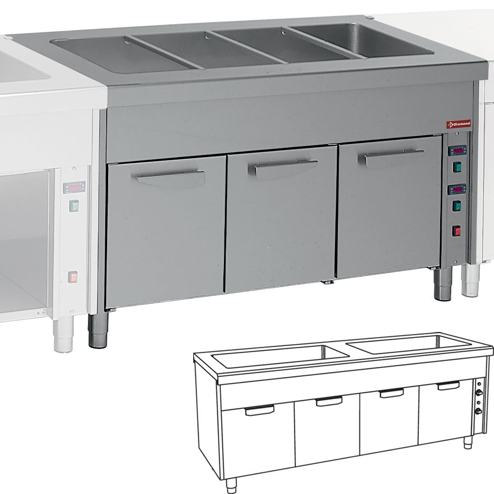 Diamond Bain Marie auf Wärmeschrank 2x 3 GN 1/1 - S80/BC23/2