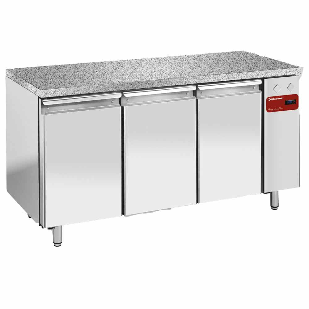 Diamond Freez. table, vent., 3 doors EN 600x400 - Granite top (without group) - TPS3B/HG