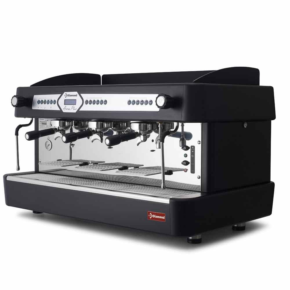 Diamond Expresso coffee machine 3 groups, automatic (with display)-BLACK - AROMA/3EB