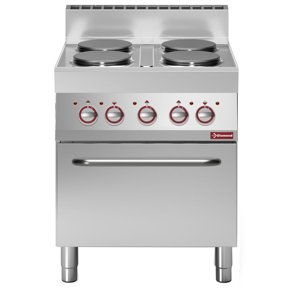 Diamond Electric range with 4 round hobs and convection oven GN 1/1 - E65/4PFV7-N