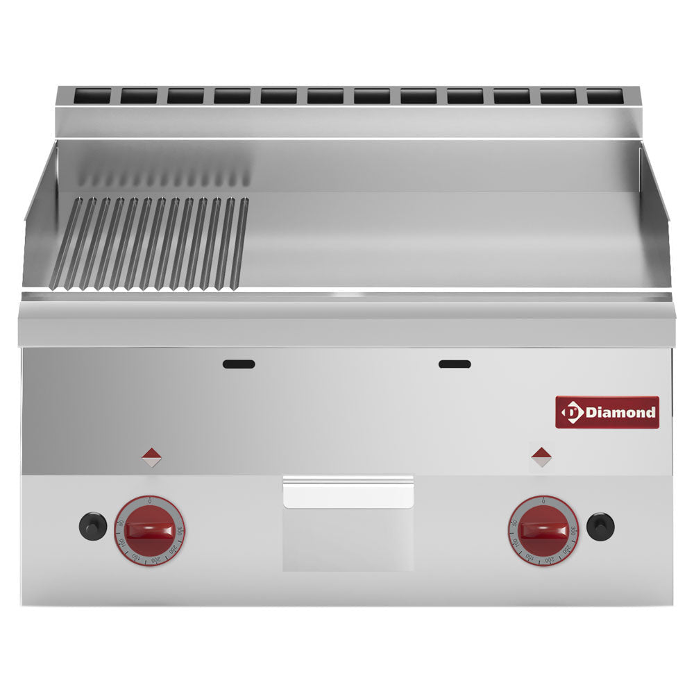 Diamond Gas kookplaat, 2/3 vlak en 1/3 geribbeld -Bovenkant- - G60/PM6T-N