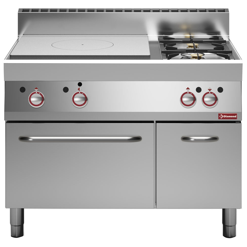 Diamond Gasfornuis met kookplaat, 2 branders, gasoven, neutrale kast - G65/T2BFA11-N